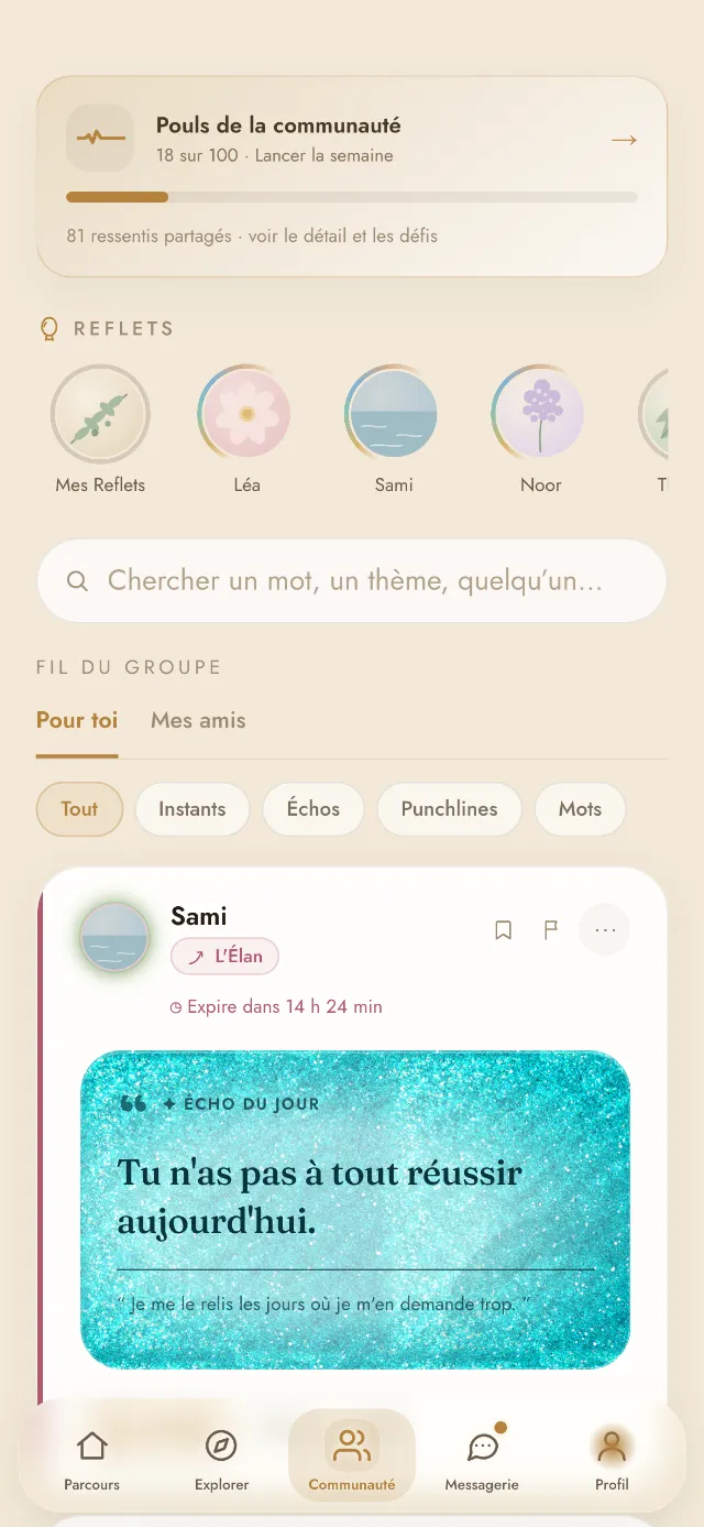 Le fil de la communauté : des mots, des Reflets et des Trames en construction.